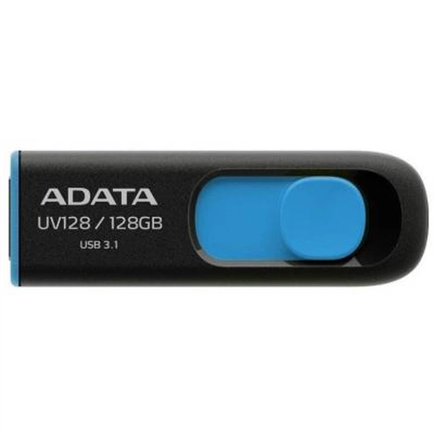 USB флеш накопитель ADATA 128GB UV128 Black/Blue USB 3.1 (AUV128-128G-RBE) - изображение 1