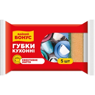 Губки кухонні Бонус 5 шт. (4820048483933) зображення 1