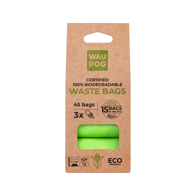 Пакеты для собак Waucat Биоразлагаемые МАКСИ 22х33 см 3 рул (45 шт) (9944) - изображение 3