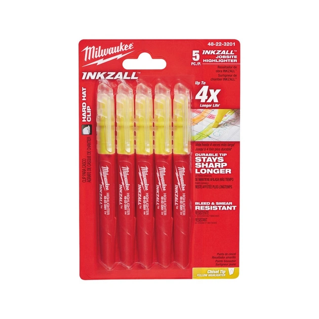 Набір маркерів Milwaukee текстмаркерів InkZAll жовтий, 5шт (48223201) - picture 1