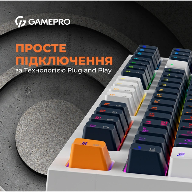 Клавіатура GamePro MK180W Hot-Swap Red Swich RGB USB UA White (MK180W) - picture 11
