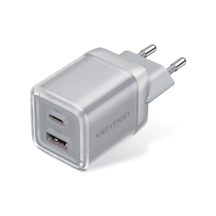 Зарядний пристрій Vention 1xUSB-C PD70W + 1xUSB QC3.0 22.5W GaN transparent gray (FCGH0-EU) зображення 1