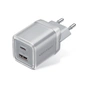 Зарядний пристрій Vention 1xUSB-C PD70W + 1xUSB QC3.0 22.5W GaN transparent gray (FCGH0-EU) - зменшене зображення 1