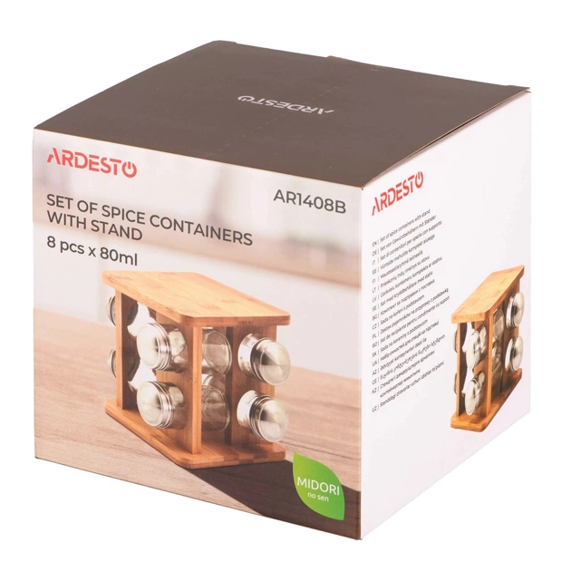 Набір для спецій Ardesto Midori, 9 предметів, 80мл бамбук, нержавіюча сталь (AR1408B) - picture 5