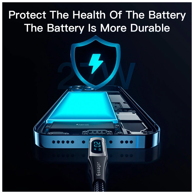 Дата кабель USB-C to Lightning 2.0m 20W Digital Display blue Essager (EXCTL-YDA03) - изображение 4