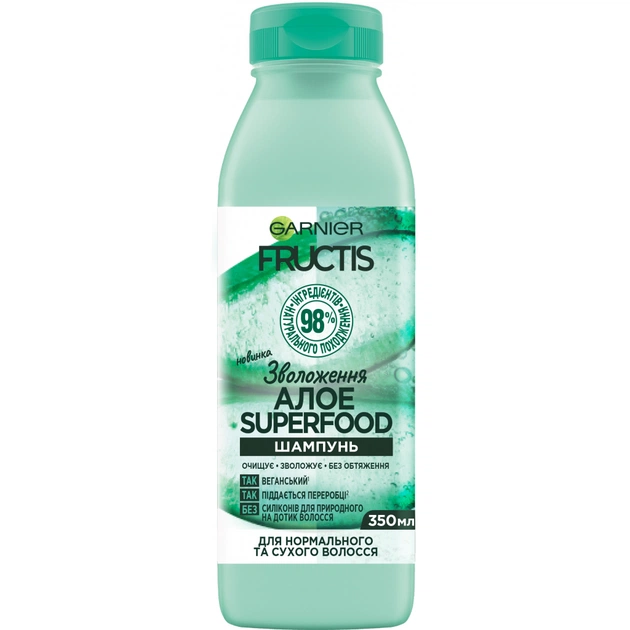 Шампунь Garnier Fructis Алое суперфуд зволоження 350 мл (3600542290548) - изображение 1