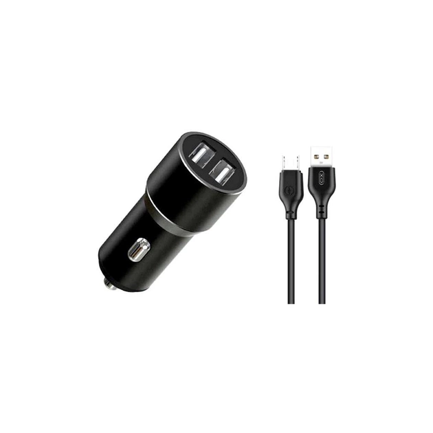 Зарядное устройство XO TZ09 2.4A/2 USB + cable microUSB Black (XO-TZ09M-BK) - изображение 1