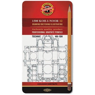 Олівець графітний Koh-i-Noor 1502.І Technic, НВ-10Н, 12 шт. (1502012007PL) зображення 1