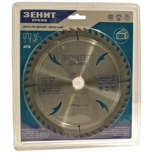 Диск пильний Зеніт "ПРОФІ" пильний по дереву 185x20/16, ATB 48 (19185348) зображення 1