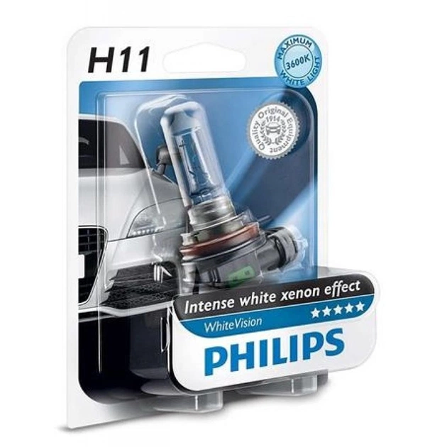 Автолампа Philips H11 WhiteVision +60%, 3700K, 1шт (12362WHVB1) - зображення 1