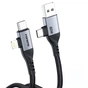 Кабель Foneng X92 4-in-1 (60W) USB/USB-C - USB-C/Lightning (M/M), 1 м, Black (X92-CA-FIO) - зменшене зображення 2