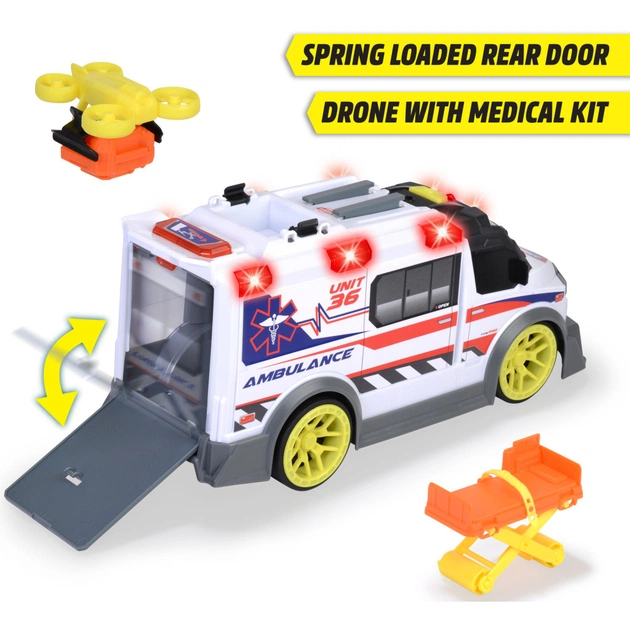 Спецтехніка Dickie Toys Функціональний автомобіль Швидка допомога з аксесуарами зі звуком та світловими ефектами 41 см (3307003) - picture 7