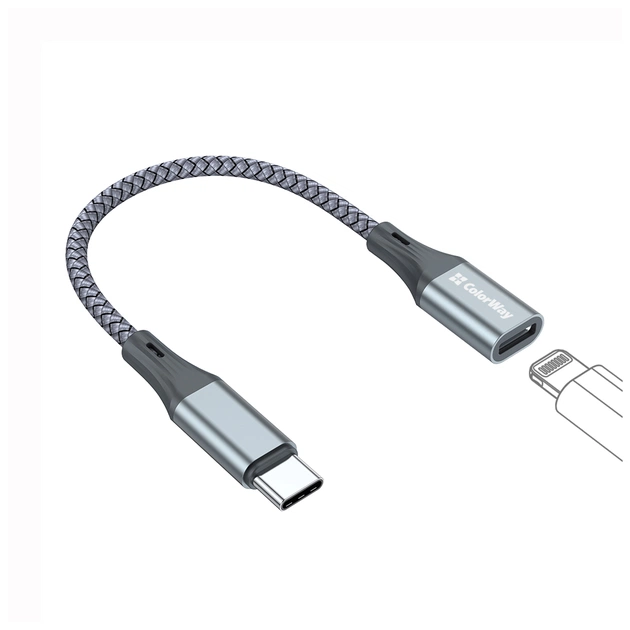 Перехідник USB-C M to Lightning F 0.17m gray ColorWay (CW-AD-CL) - picture 3