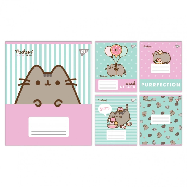 Зошит Yes Pusheen Candy А5 12 аркушів коса лінія (767599) - изображение 1