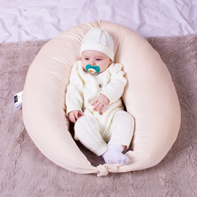 Подушка MirSon для вагітних та годування №8302 Velvet Line 28-0004 Cream Велюр 30х170х20 см (2200006200277) - picture 1