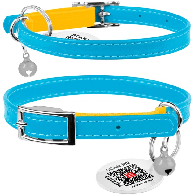Нашийник для тварин WAUDOG Glamour Colors of freedom з QR паспортом для котів XXS Д 17-20 см (210-4020) - изображение 1