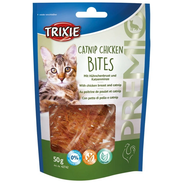 Лакомство для котов Trixie Premio Catnip Chicken Bites с куриным филе и кошачьей мятой 50 г (4011905427423) - изображение 1