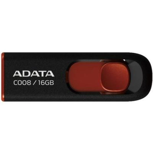 USB флеш накопитель ADATA 16Gb C008 Black/Red USB 2.0 (AC008-16G-RKD) - изображение 1