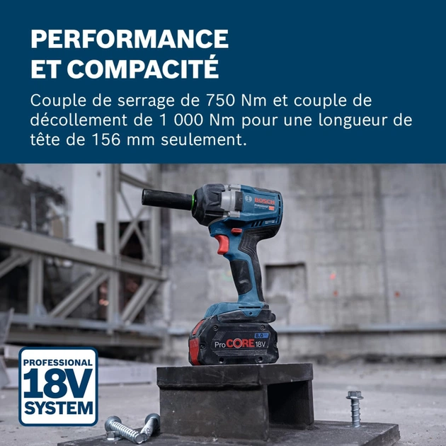 Гайковерт Bosch GDS 18V-750C 18V, до 3000об/хв, 270/380/750Нм, квадрат 1/2", 1.7кг (без АКБ та ЗП) (0.601.9L9.000) - зображення 3