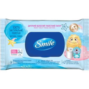 Туалетний папір Smile Вологий Дитячий 44 шт. (4823071657005) зображення 1