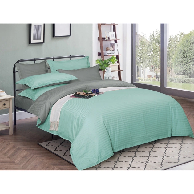 Постільна білизна MirSon Satin Stripe 30-0014 + 30-0010 Airy 200х220 Євро (2200005260500) - зображення 1