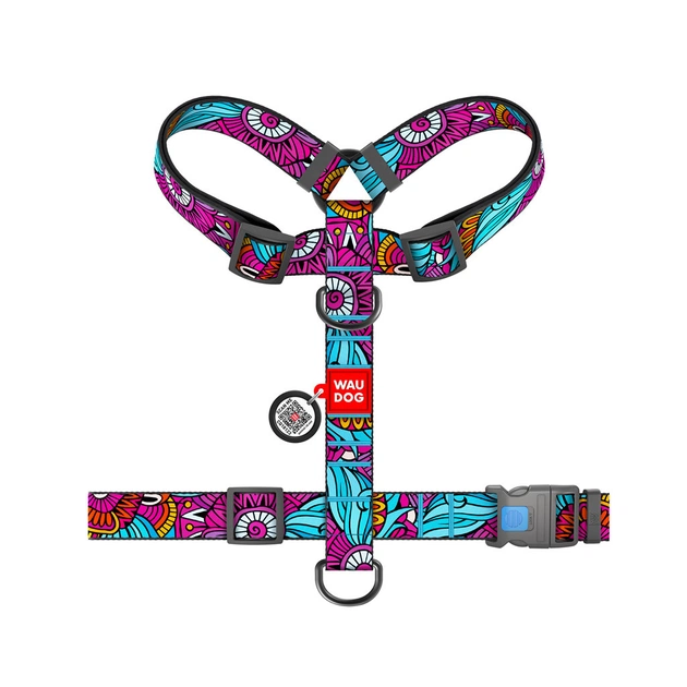Шлея для собак WAUDOG Nylon анатомічна H-подібна з QR-паспортом "Літо" пластиковий фастекс XL (323-0062) - picture 2