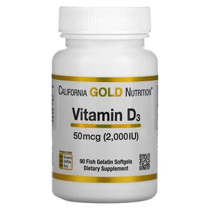 Вітамін California Gold Nutrition Вітамін D3, 2000 МО, Vitamin D3, 90 капсул з риб'ячого желатину (CGN-01179) зображення 1