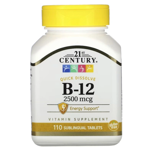 Витамин 21st Century Витамин B-12, 2500 мкг, Sublingual, 110 таблеток для рассасывания (CEN27112) - изображение 1
