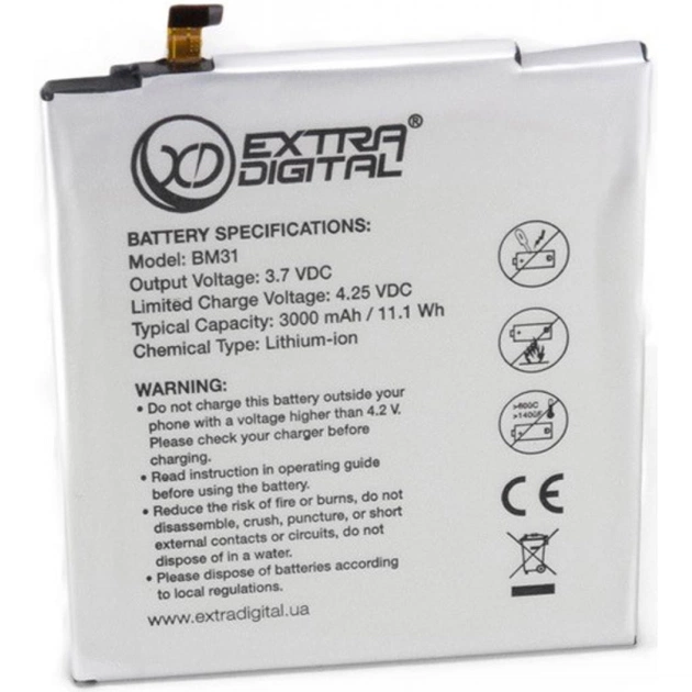 Акумуляторна батарея Extradigital Xiaomi Mi3 (BM31) 3000 mAh (BMX6444) - picture 1