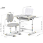 Парта зі стільцем Evo-kids (стол+стул+полка+лампа) Gray (BD-20 G) - зменшене зображення 2