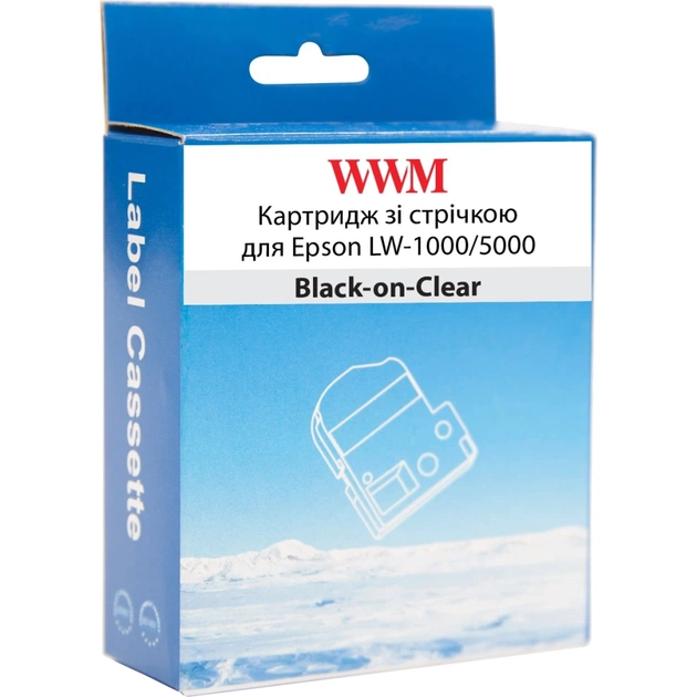 Стрічка для принтера етикеток WWM для Epson LW-1000/5000 36mm х 8m Black-on-Clear (WWM-ST36K) - picture 2