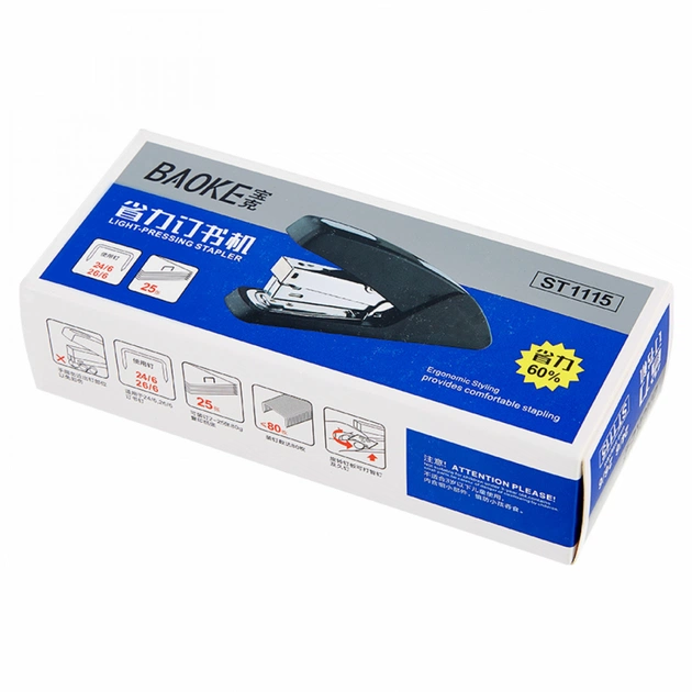 Степлер Baoke пластиковий, 25 аркушів, скоби №24/6, 26/6, асорті (STAP-BAO-ST1115) - picture 4