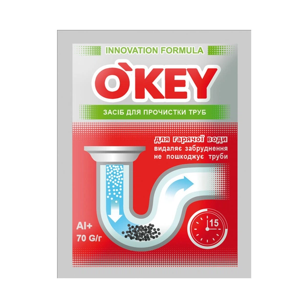 Средство для прочистки труб O'KEY для горячей воды 70 г (4820049381665) - изображение 1