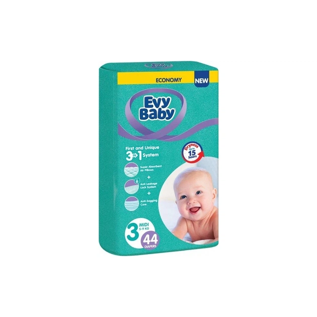 Підгузки Evy Baby Midi Twin 5-9 кг 44 шт (8690506520243) - изображение 1