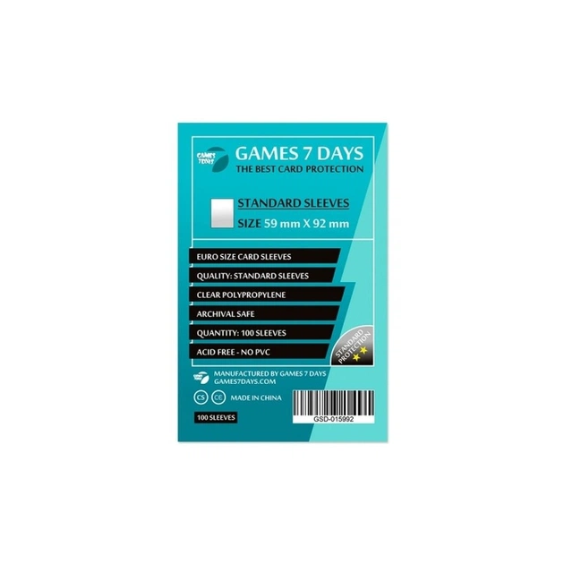 Протектор для карт Games 7 Days 59 х 92 мм, Euro, 100 шт (STANDART) (GSD-015992) - picture 1