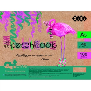 Альбом для малювання ZiBi А5, Скетчбук ART Line 40 аркушів, пружина білий блок (ZB.1493) зображення 1