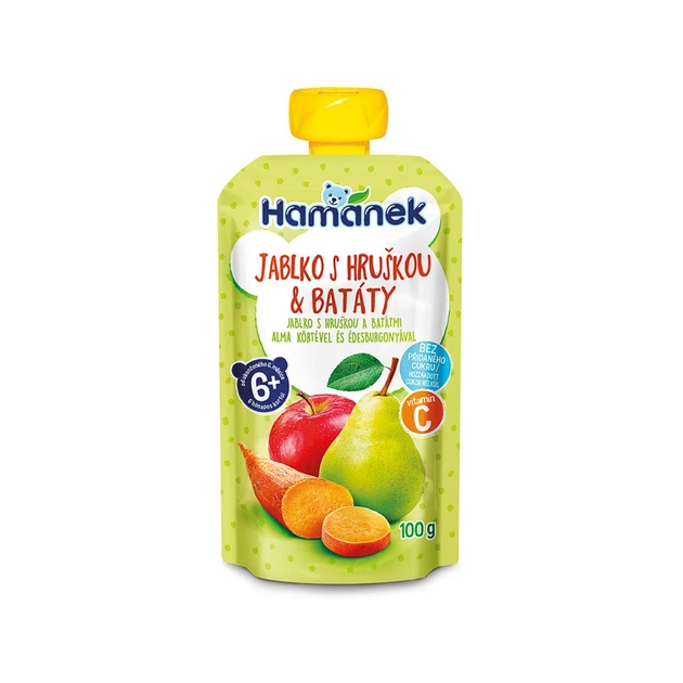 Детское пюре Hamanek яблоко с грушей и бататом 100 г (8595139798437) - изображение 1