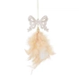 Ялинкова іграшка Chomik Янгол, бант, сніжинка з пір'ям, комплект 3 шт, 22 см, шампань (5900779855892) - зменшене зображення 4