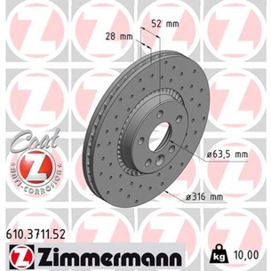 Гальмівний диск ZIMMERMANN 610.3711.52 зображення 1