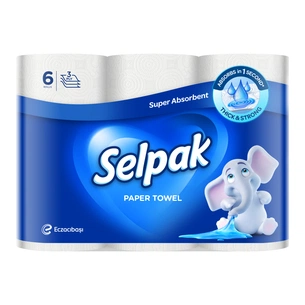 Паперові рушники Selpak 3 шари 80 відривів 6 рулонів (8690530015043) зображення 1