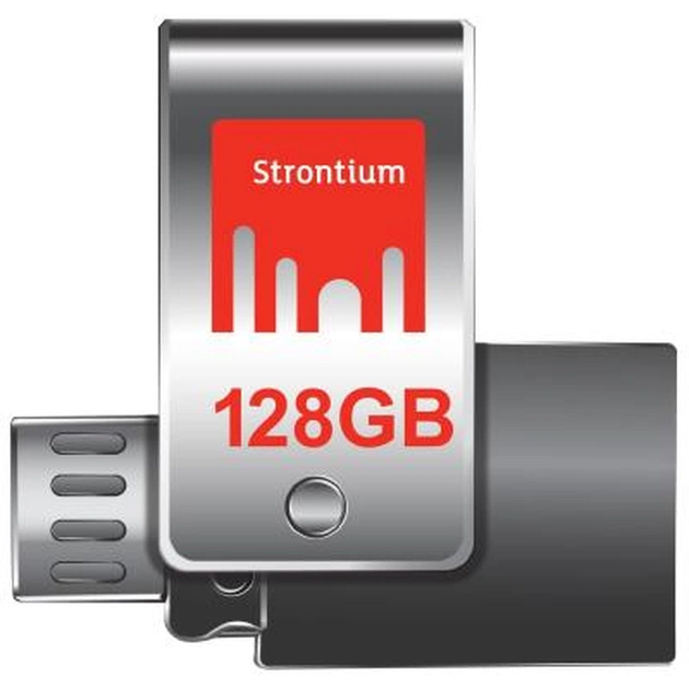 USB флеш накопичувач Strontium Flash 128GB Nitro Plus Silver OTG USB 3.0 (SR128GSLOTG1Z) - изображение 1