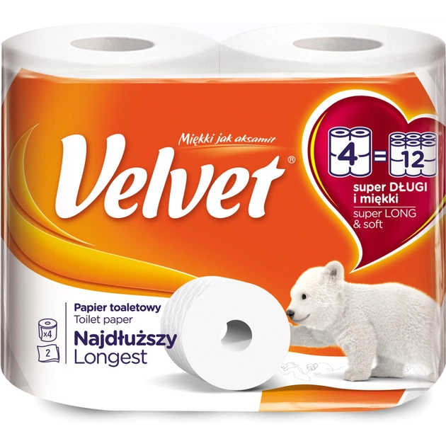 Туалетний папір Velvet Екстра лонг 2 шари 4 рулони 486 відривів (5901478998668) - изображение 1