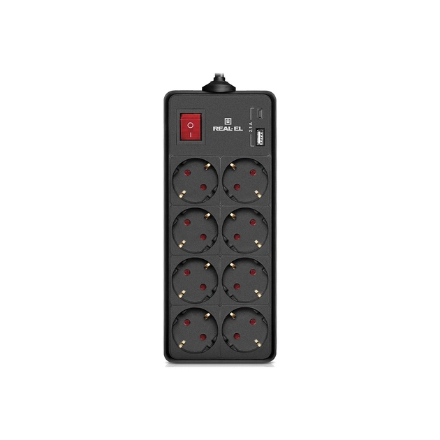 Мережевий фільтр живлення REAL-EL RS-PROTECT 805 3m, black (EL122300043) - picture 1