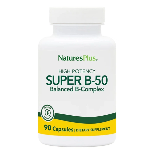 Вітамін Natures Plus Супер В-Комплекс, В-50, Super B-50, 90 Вегетаріанських Капсул (NAP-01320) - зображення 1