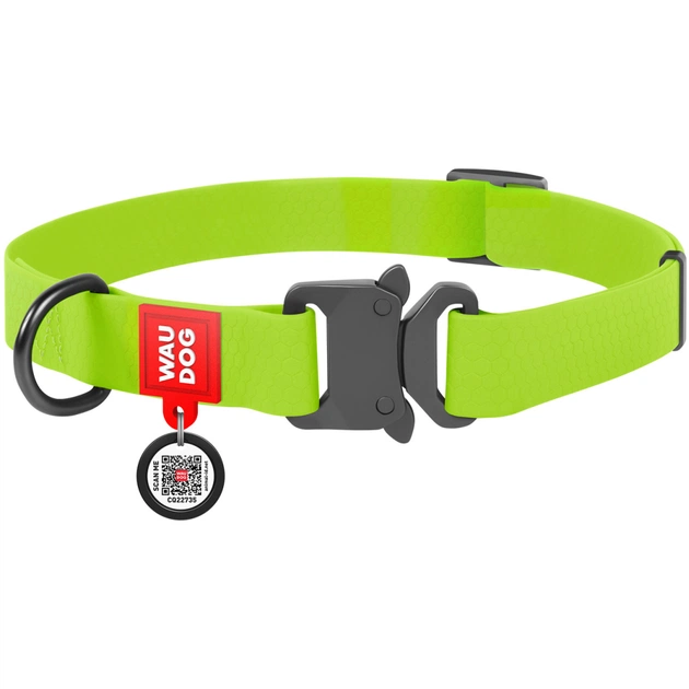 Нашийник для тварин WAUDOG Waterproof з QR паспортом S Ш 15 мм Д 23-35 см(салатовий) (28005) - изображение 1