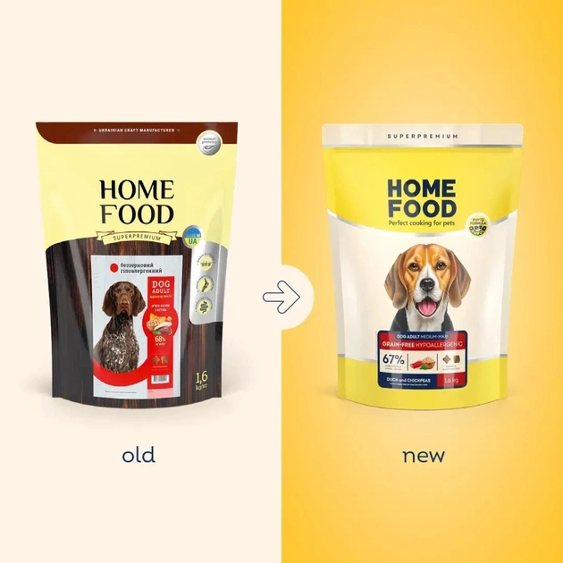 Сухий корм для собак Home Food ADULT MEDIUM/MAXI Grain-free hypoallergenic з качкою та нутом 1.6 кг (4820235021351) - picture 2