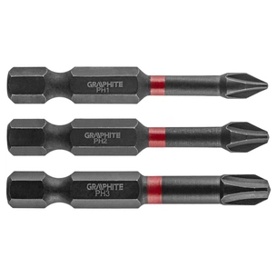 Набір біт Graphite ударні 3 од., 1/4", PH1/2/3 x 50мм, сталь S2 (56H543) зображення 1