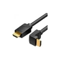 Кабель мультимедійний HDMI M to HDMI M 1.5m V2.0 4K60Hz 90° corner PVC black Vention (AARBG) - зменшене зображення 1