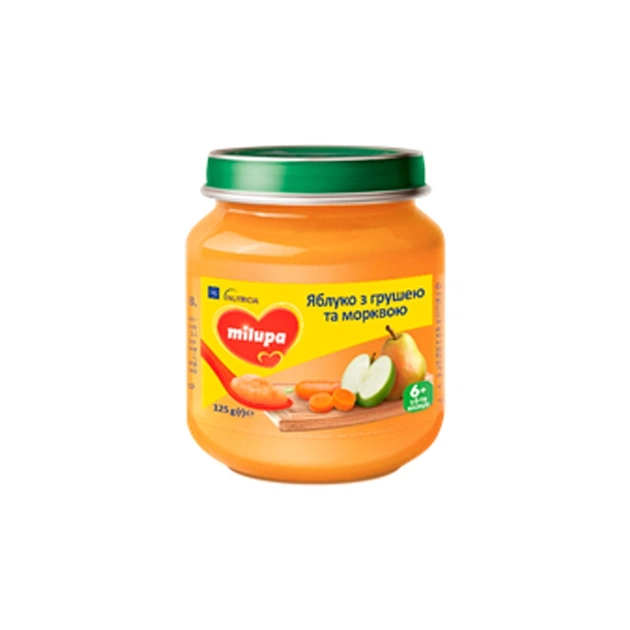 Детское пюре Milupa Яблоко Груша Морковь 125 г (5900852051418) - изображение 1