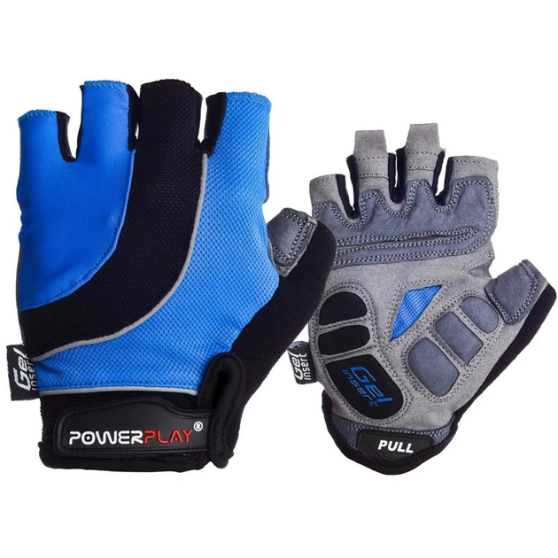 Велорукавиці PowerPlay 5037 Black/Blue L (5037A_L_Blue) - изображение 1
